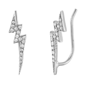 Silver CZ Lightning Bolt Ear Climber - Adina Eden's Jewels
