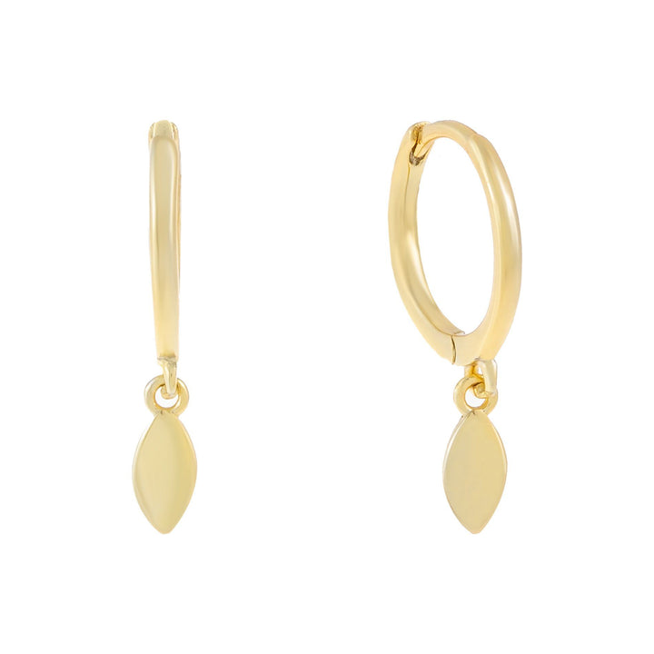 Gold Solid Diamond Shape Dangling Huggie Earring - Adina Eden's Jewels