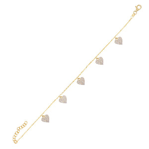 Gold Pavé Hearts Bracelet - Adina Eden's Jewels