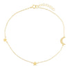 Gold Solid Star X Moon Anklet - Adina Eden's Jewels