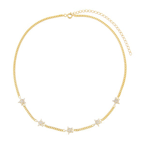  Pavé Stars Embedded Cuban Chain Choker - Adina Eden's Jewels