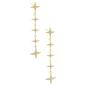 Gold CZ Diamond Shape Drop Stud Earring - Adina Eden's Jewels