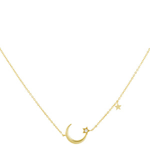 Gold CZ Star X Moon Necklace - Adina Eden's Jewels