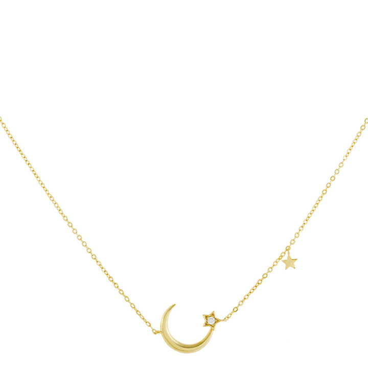 Gold CZ Star X Moon Necklace - Adina Eden's Jewels
