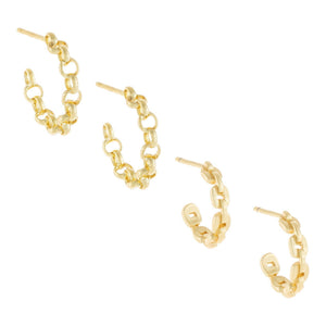 Gold Mixed Chain Hoop Earring Combo Set - Adina Eden's Jewels