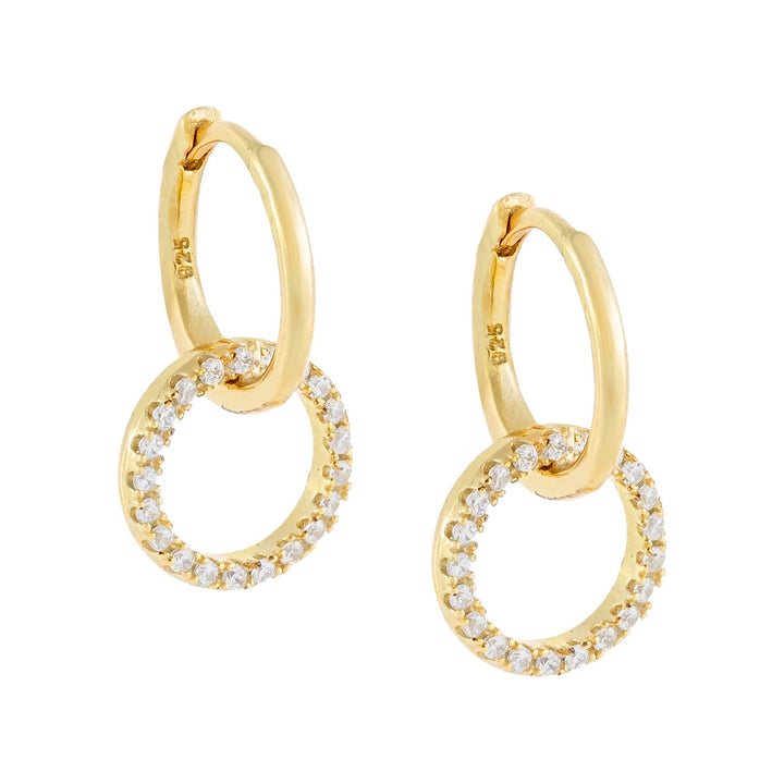 Gold Pavé Interlocked Circle Huggie Earring - Adina Eden's Jewels