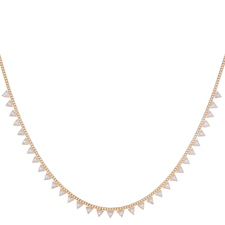 Rose Gold CZ Triangle Cuban Chain Necklace - Adina Eden's Jewels