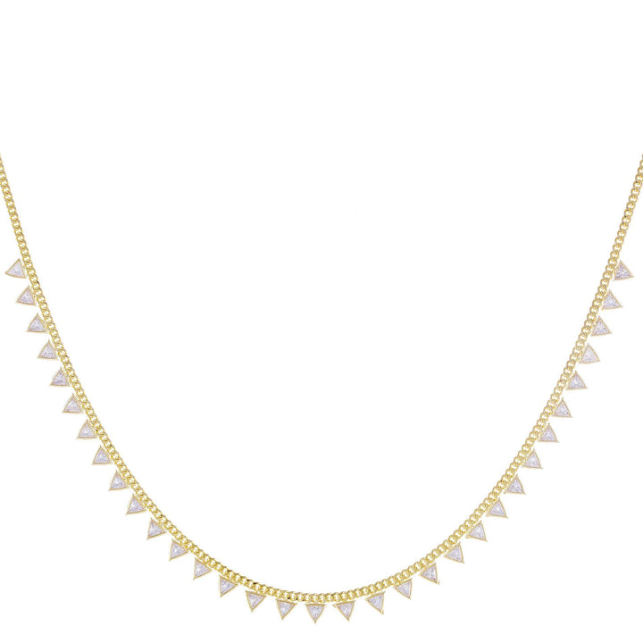  CZ Triangle Cuban Chain Necklace - Adina Eden's Jewels