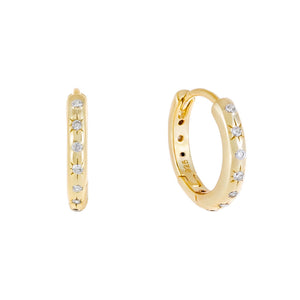 Gold CZ Starburst Huggie Earring - Adina Eden's Jewels