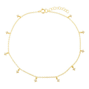 Gold CZ Diamond Shape Anklet - Adina Eden's Jewels