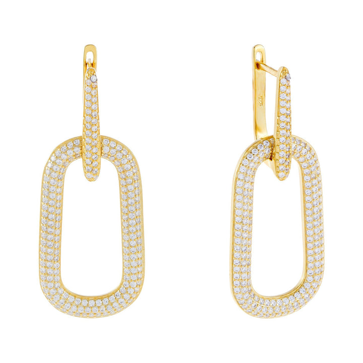 Gold Pavé Link Hoop Earring - Adina Eden's Jewels