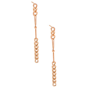 Rose Gold Chain X Ball Drop Stud Earring - Adina Eden's Jewels