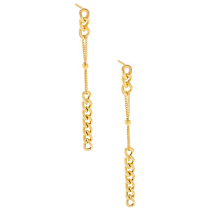 Gold Chain X Ball Drop Stud Earring - Adina Eden's Jewels