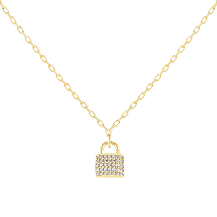 Gold CZ Lock Link Necklace - Adina Eden's Jewels