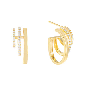 Gold Pavé Multi Hoop Earring - Adina Eden's Jewels