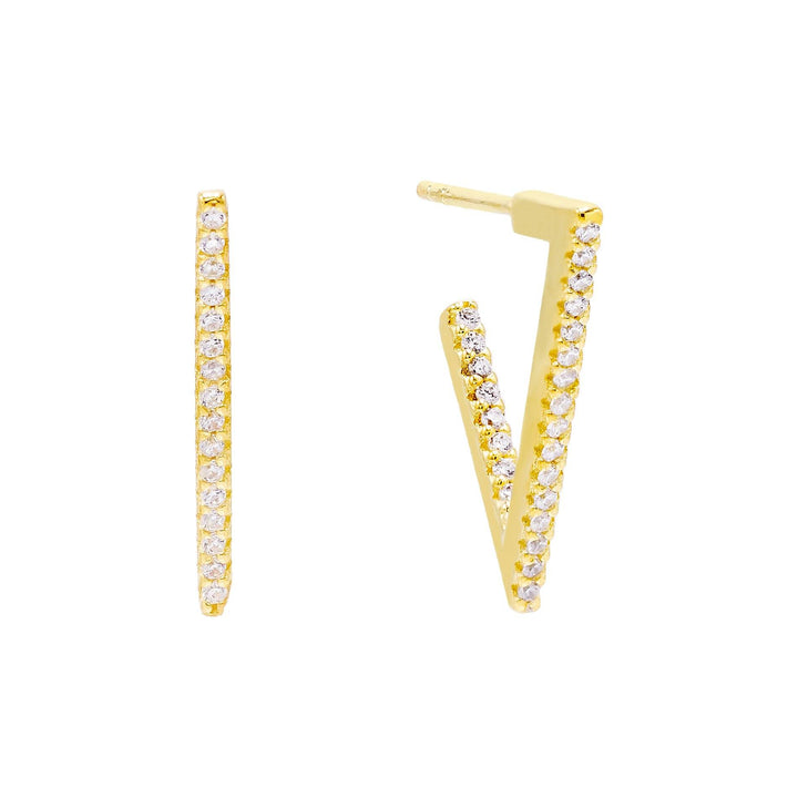 Gold / 20 MM Pavé Triangle Hoop Earring - Adina Eden's Jewels