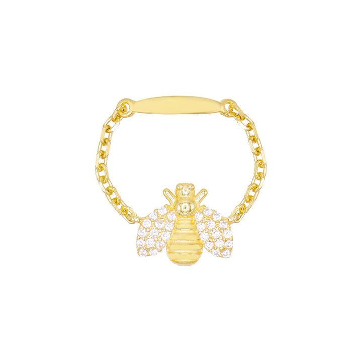 Gold / 6 Pavé Bee Chain Ring - Adina Eden's Jewels