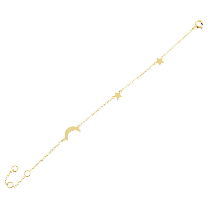 Gold Solid Star X Moon Bracelet - Adina Eden's Jewels
