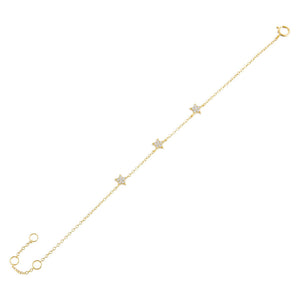 Gold CZ Triple Star Bracelet - Adina Eden's Jewels