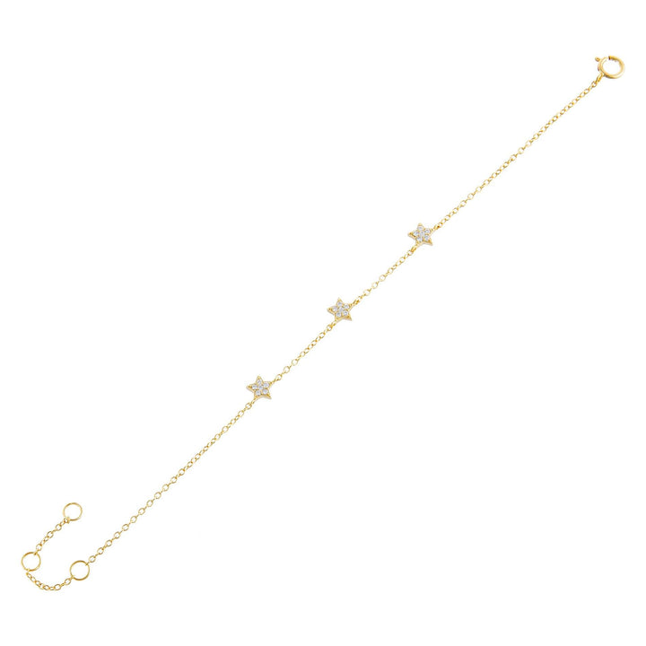 Gold CZ Triple Star Bracelet - Adina Eden's Jewels