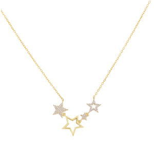 Gold CZ X Open Star Necklace - Adina Eden's Jewels