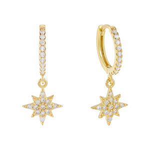 Gold Pavé Starburst Huggie Earring - Adina Eden's Jewels