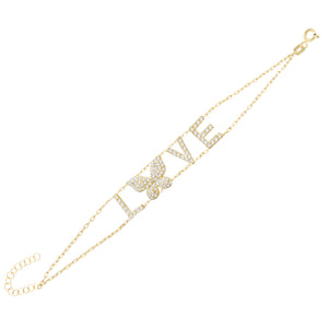 Gold Pavé Butterfly Love Bracelet - Adina Eden's Jewels