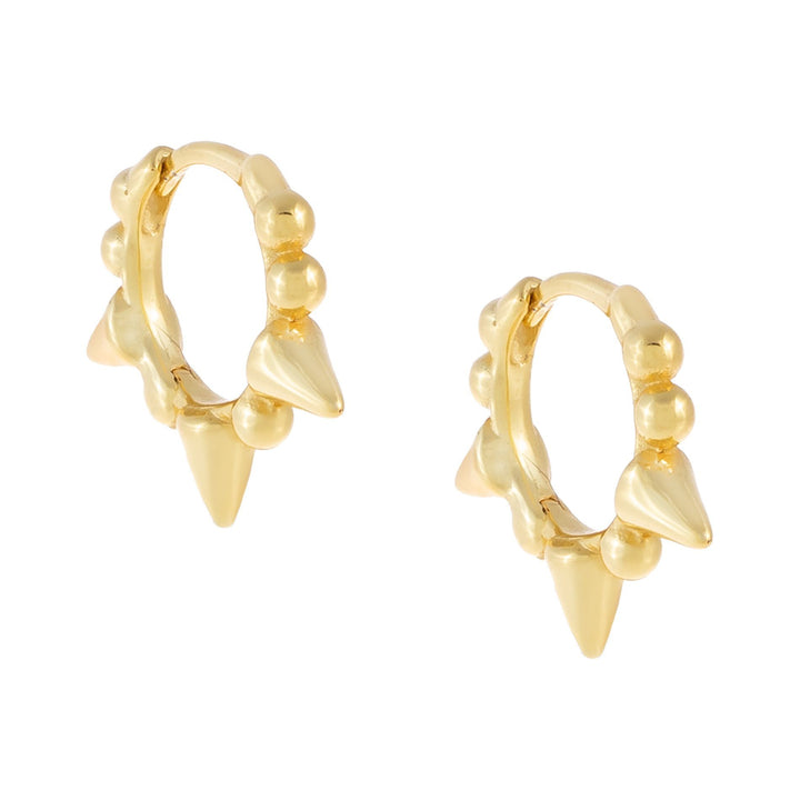 Gold Beaded X Spike Huggie Earring - Adina Eden's Jewels