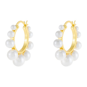 Pearl White Small Pearl Hoop Earring - Adina Eden's Jewels