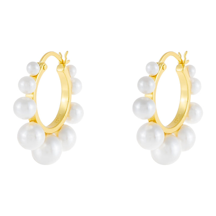 Pearl White Small Pearl Hoop Earring - Adina Eden's Jewels
