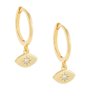 Gold Mini CZ Evil Eye Huggie Earring - Adina Eden's Jewels