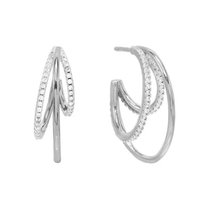 Silver Pavé Triple Hoop Earring - Adina Eden's Jewels