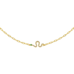 Gold Pavé Snake Link Necklace - Adina Eden's Jewels