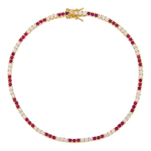 Magenta CZ Colored Tennis Anklet - Adina Eden's Jewels