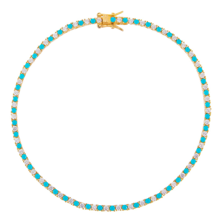 Turquoise Turquoise CZ Tennis Anklet - Adina Eden's Jewels