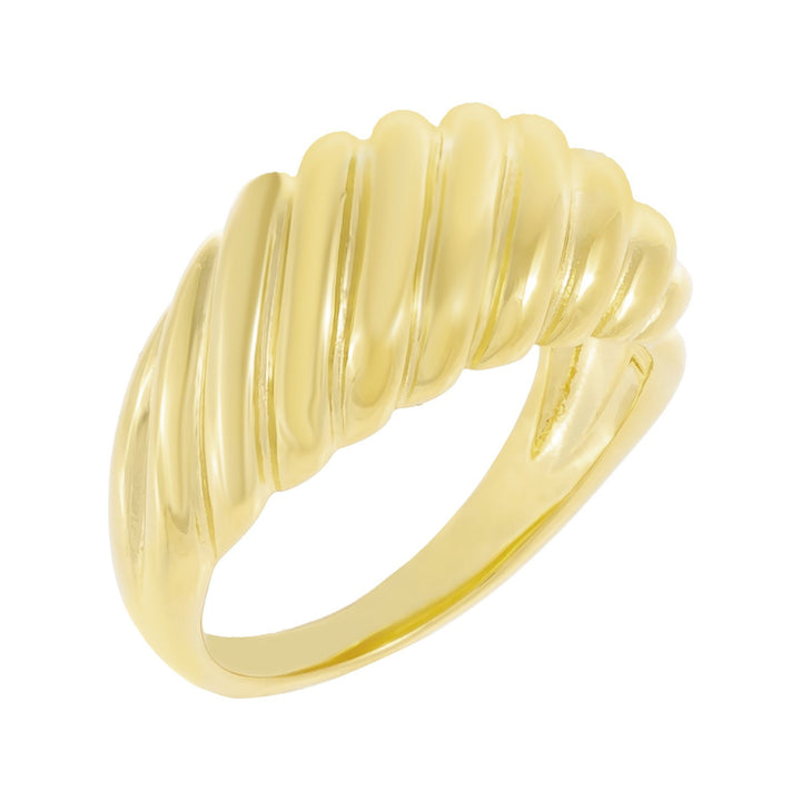 Gold / 9 Solid Ridged Dome Ring - Adina Eden's Jewels