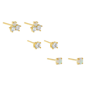 Combo CZ X Opal Stud Earring Combo Set - Adina Eden's Jewels