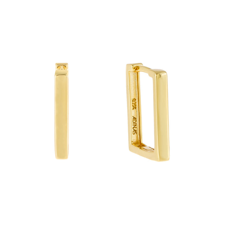 Gold Solid Rectangular Hoop Earring - Adina Eden's Jewels