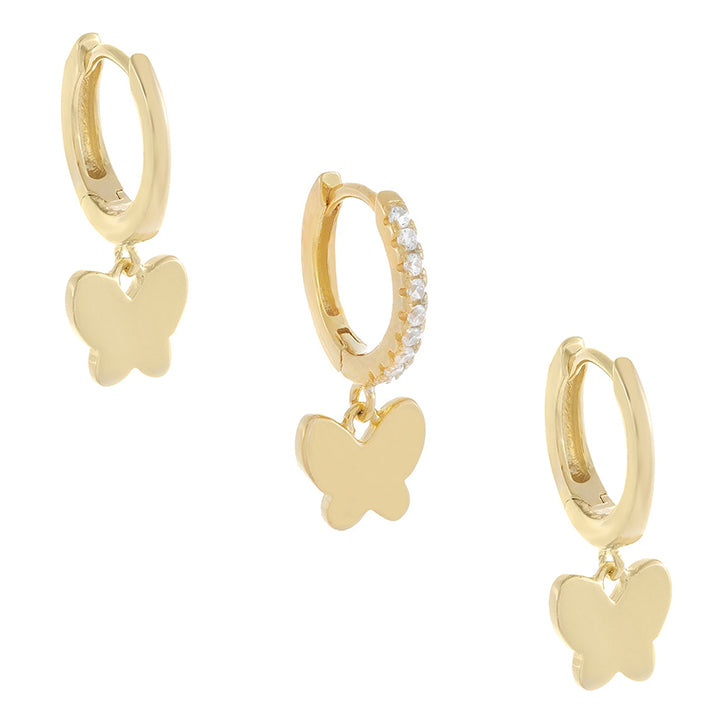 Gold Butterfly Huggie Earring Combo Set - Adina Eden's Jewels