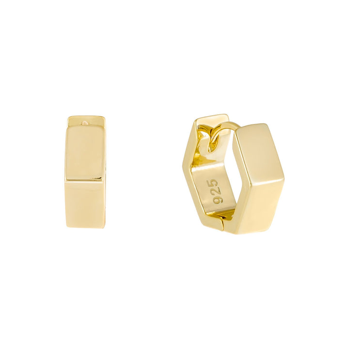 Gold Mini Solid Octagon Huggie Earring - Adina Eden's Jewels