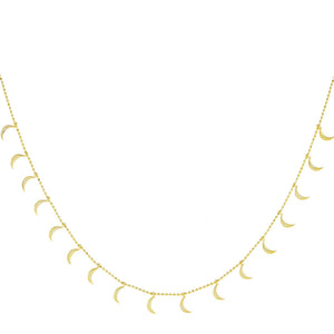 Gold Solid Dangling Moon Necklace - Adina Eden's Jewels