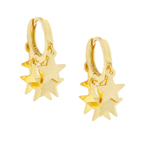 Gold Mini Dangling Stars Huggie Earring - Adina Eden's Jewels