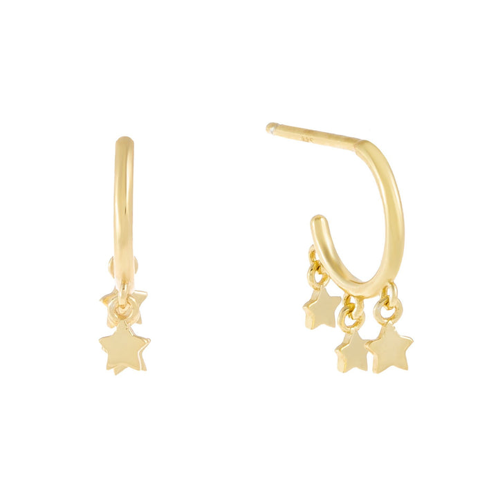 Gold Mini Dangling Stars Open Hoop Earring - Adina Eden's Jewels