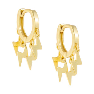 Gold Mini Dangling Lightning Huggie Earring - Adina Eden's Jewels