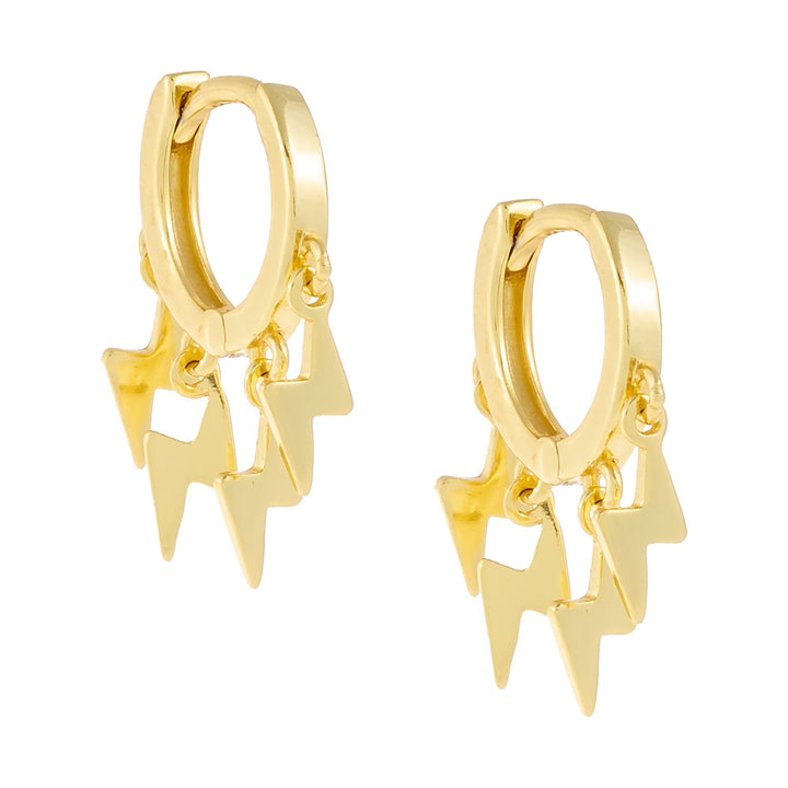 Gold Mini Dangling Lightning Huggie Earring - Adina Eden's Jewels