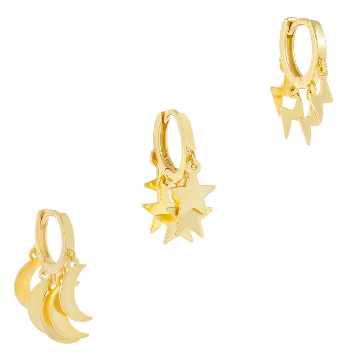 Gold Mini Celestial Huggie Earring Combo Set - Adina Eden's Jewels