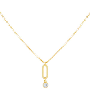Gold CZ Bezel Open Link Charm Necklace - Adina Eden's Jewels