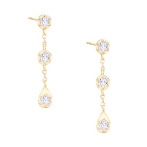 Gold Bezel Teardrop Drop Stud Earring - Adina Eden's Jewels
