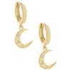 Gold CZ Moon Huggie Earring - Adina Eden's Jewels