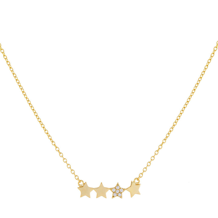 Gold Pavé X Solid Multi Star Necklace - Adina Eden's Jewels